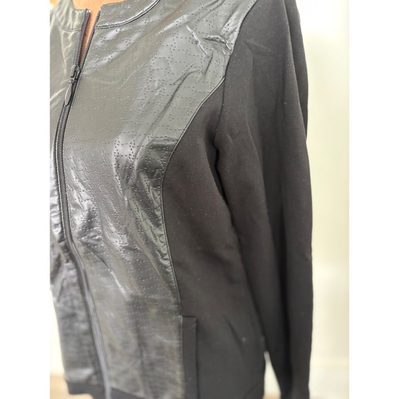 Weekends by Chico's Jacket Blazer Black Faux Leather Front Size‎ 0 - Picture 2 of 8
